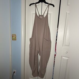 Free People Movement Elegant Beige Jumpsuit with Pockets
